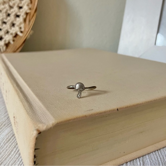 Mushroom Silver Wire Girls Ring Fashion Ring Rustic Cottagecore Woodsy Rustic - Picture 4 of 12
